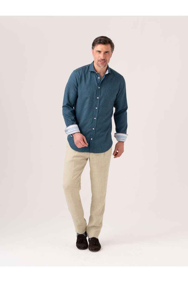 Long Sleeve Cotton Merino Wool Shirt, Alternate, color, Teal