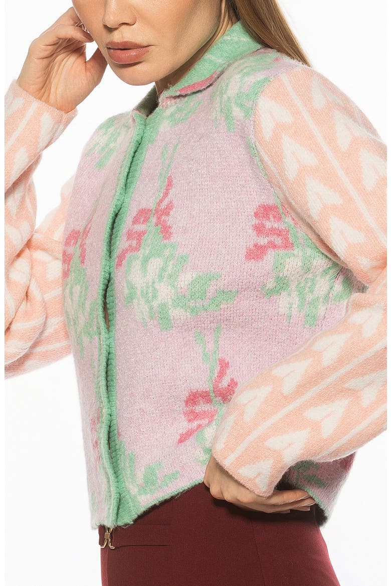 Wayne Collared Knit Cardigan, Alternate, color, PINK MULTI