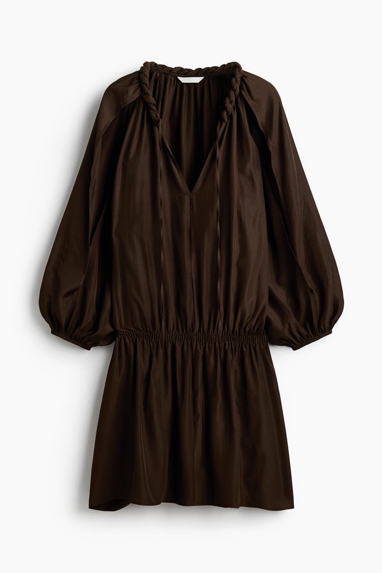 Braid-detail Tunic Dress, Alternate, color, Dark khaki green