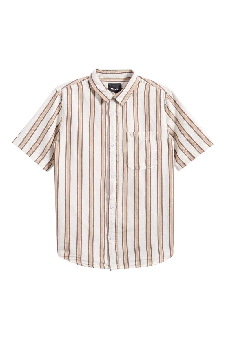 Kids' B Lawson Stripe Cotton & Linen Button-Up Shirt, Main, color, WHITE-POTTING SOIL