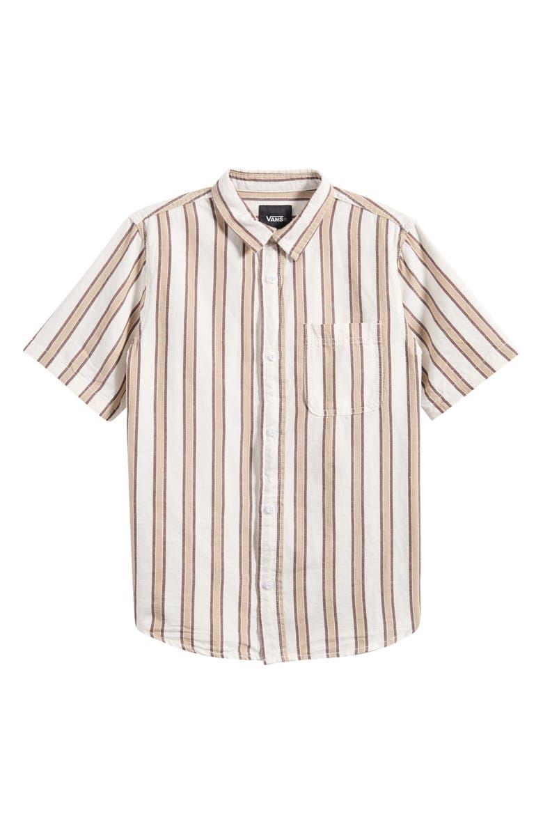 Vans Kids' B Lawson Stripe Cotton & Linen Button-Up Shirt, Main, color, White-Potting Soil