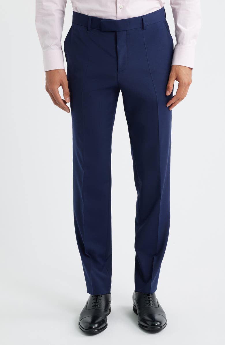 BOSS George Flat Front Wool Dress Pants, Main, color,