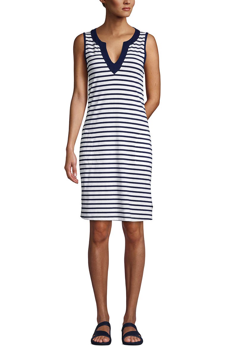 Lands' End Cotton Jersey Sleeveless Swim Cover-up Dress, Main, color, 