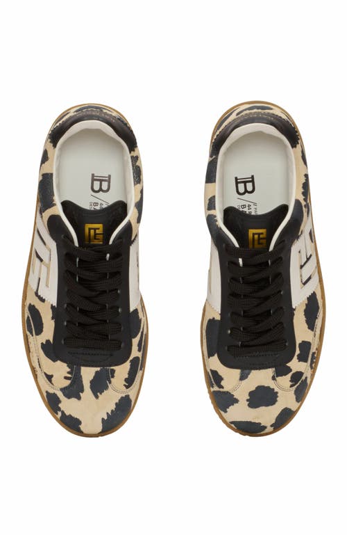 Balmain Swan Leopard Print Suede Leather Trainers In Brown