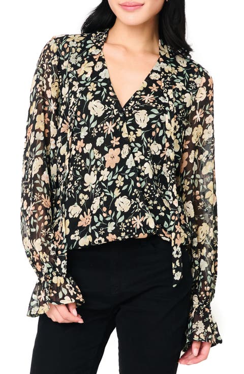 Floral Print Surplice Top