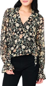 GIBSONLOOK Floral Print Surplice Top