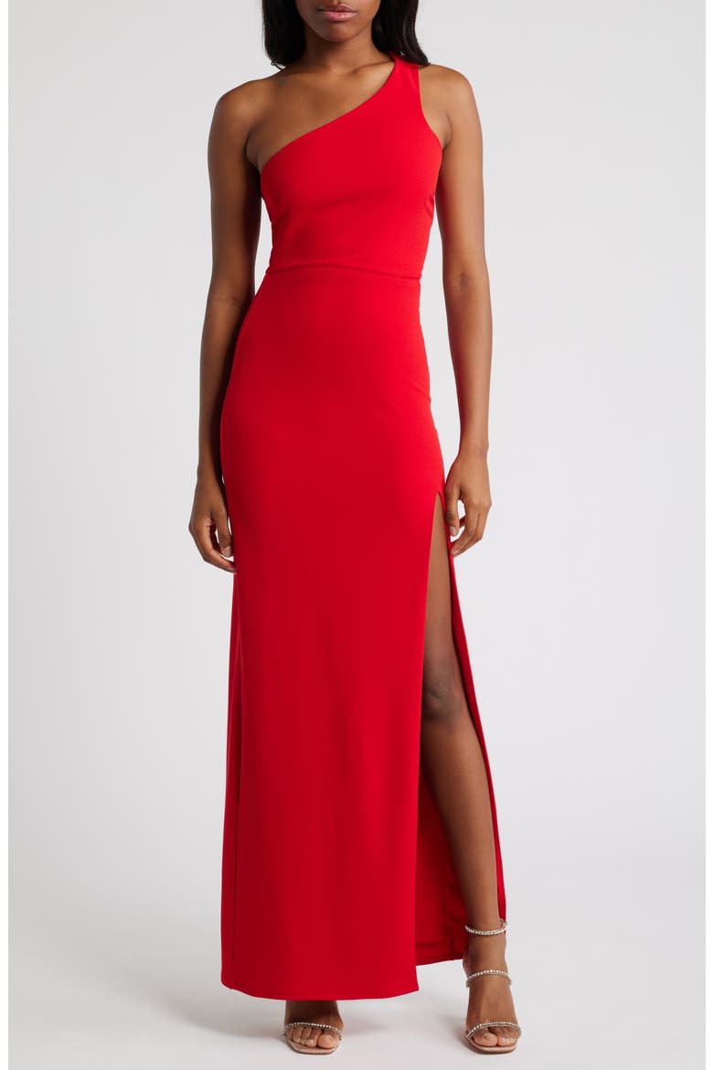 Idyllic Impression One-Shoulder Gown, Main, color, RED