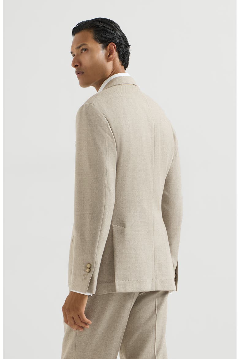 Mouliné virgin wool twill deconstructed blazer with large peak lapels, Alternate, color, Stone Grey
