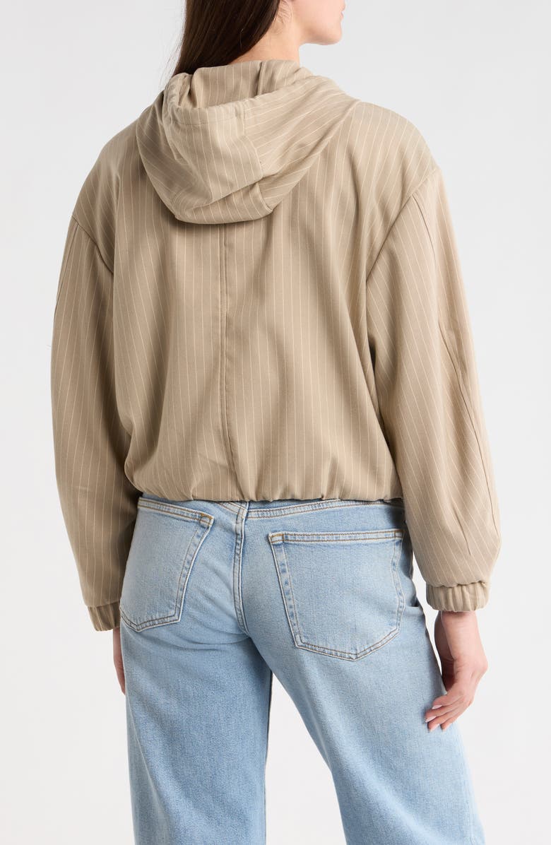 Vince Camuto Pinstripe Hooded Jacket, Alternate, color, Toffee