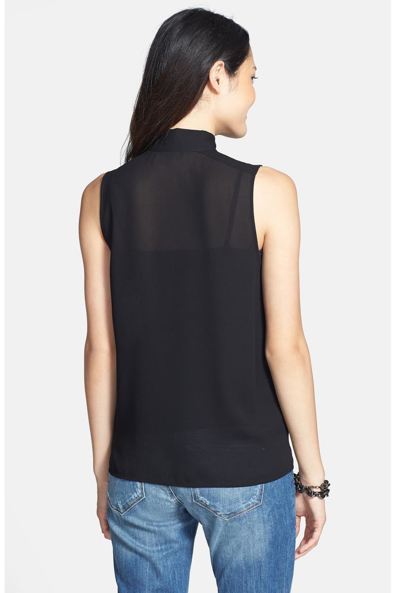 Sleeveless Tie Neck Top, Alternate, color, BLACK