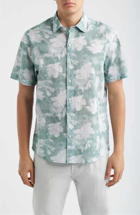 Kyliam Floral Print Short Sleeve Cotton Button-Up Shirt