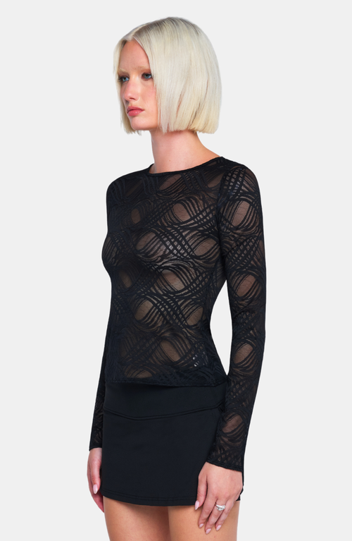 Ow Collection Women's Lucy Tie Neck Lace Top - Black In Black