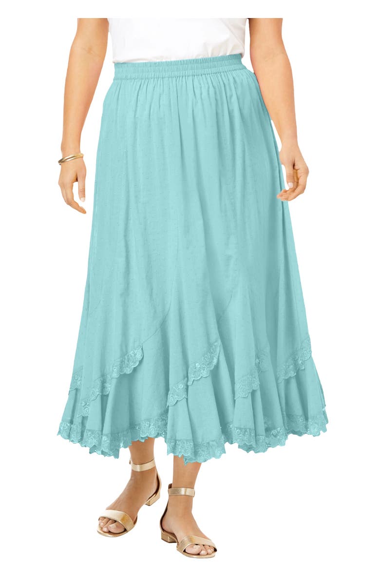 Roaman's Plus Size French Skirt, Main, color, Light Aqua