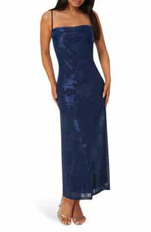 bebe Jacquard Mesh Cowl Neck Dress