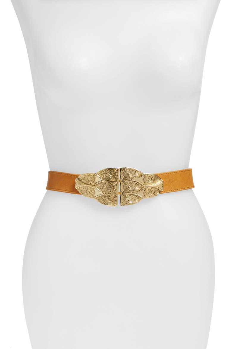 Oversized Buckle Belt, Alternate, color, COGNAC
