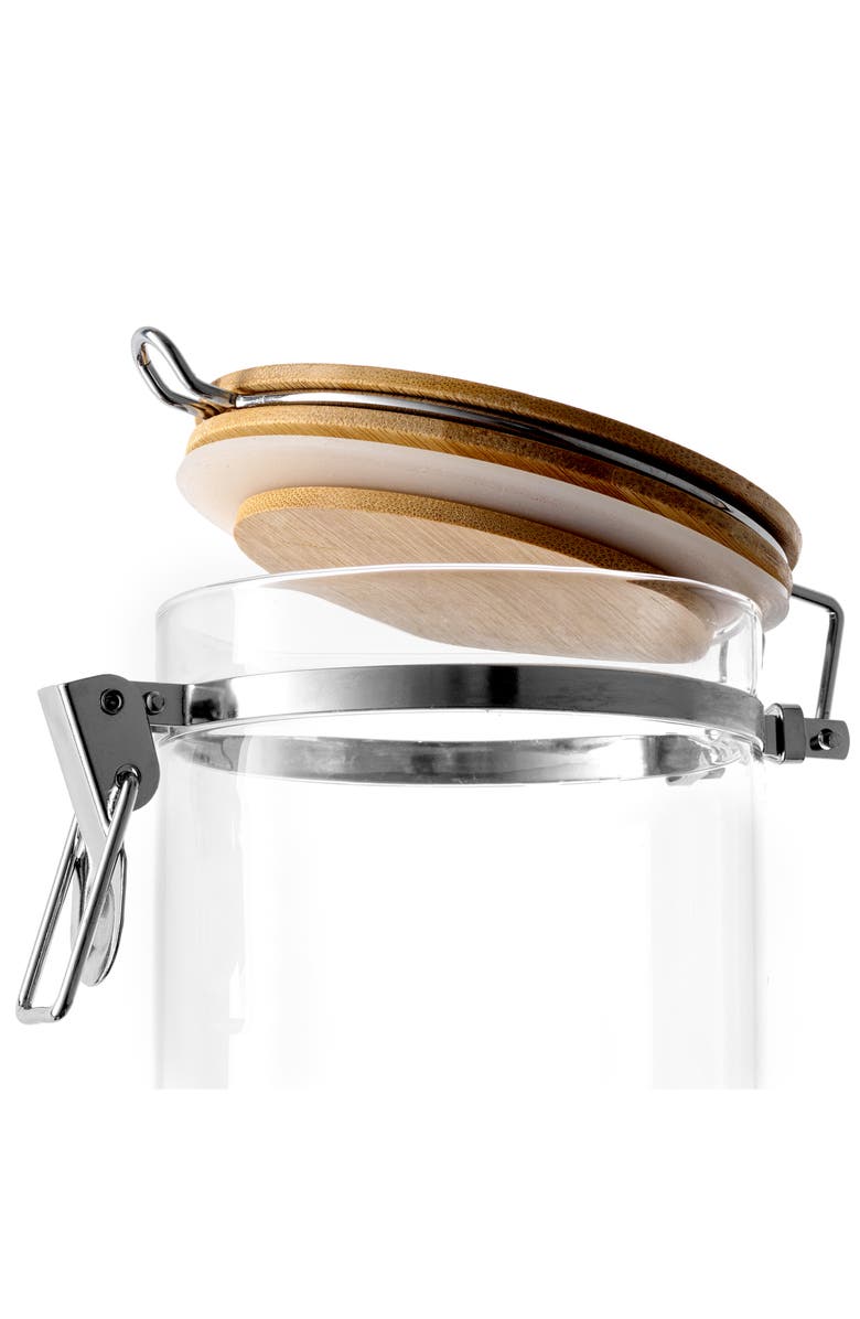 JoyJolt Set of 2 Glass Storage Jars with Airtight Bamboo Clamp Lids, Alternate, color, Clear