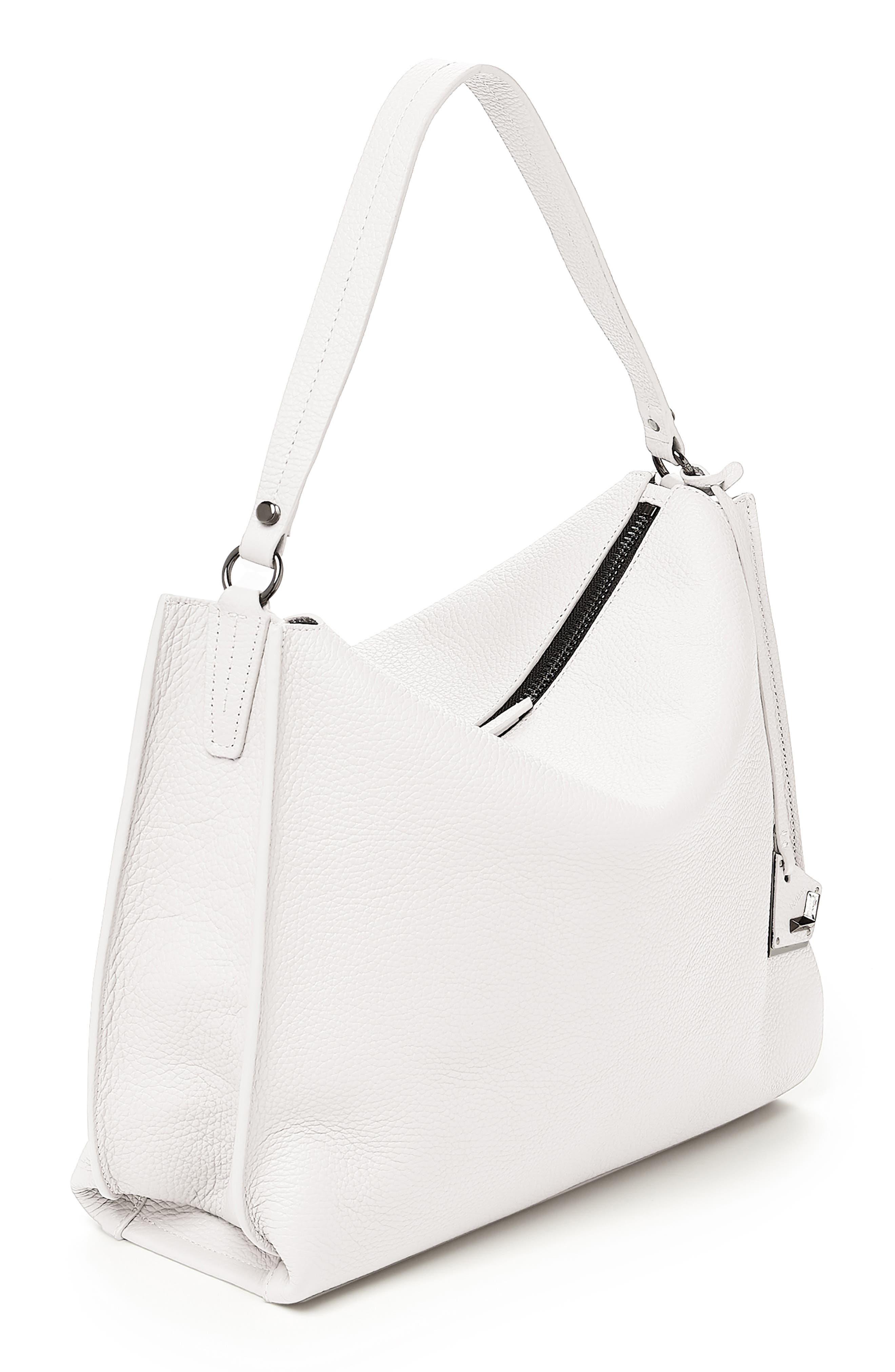 Hudson Pebbled Leather Hobo, Alternate, color, MARSHMALLOW