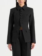 Manière De Voir Harper Tailored Cinch Blazer With Detachable Collar