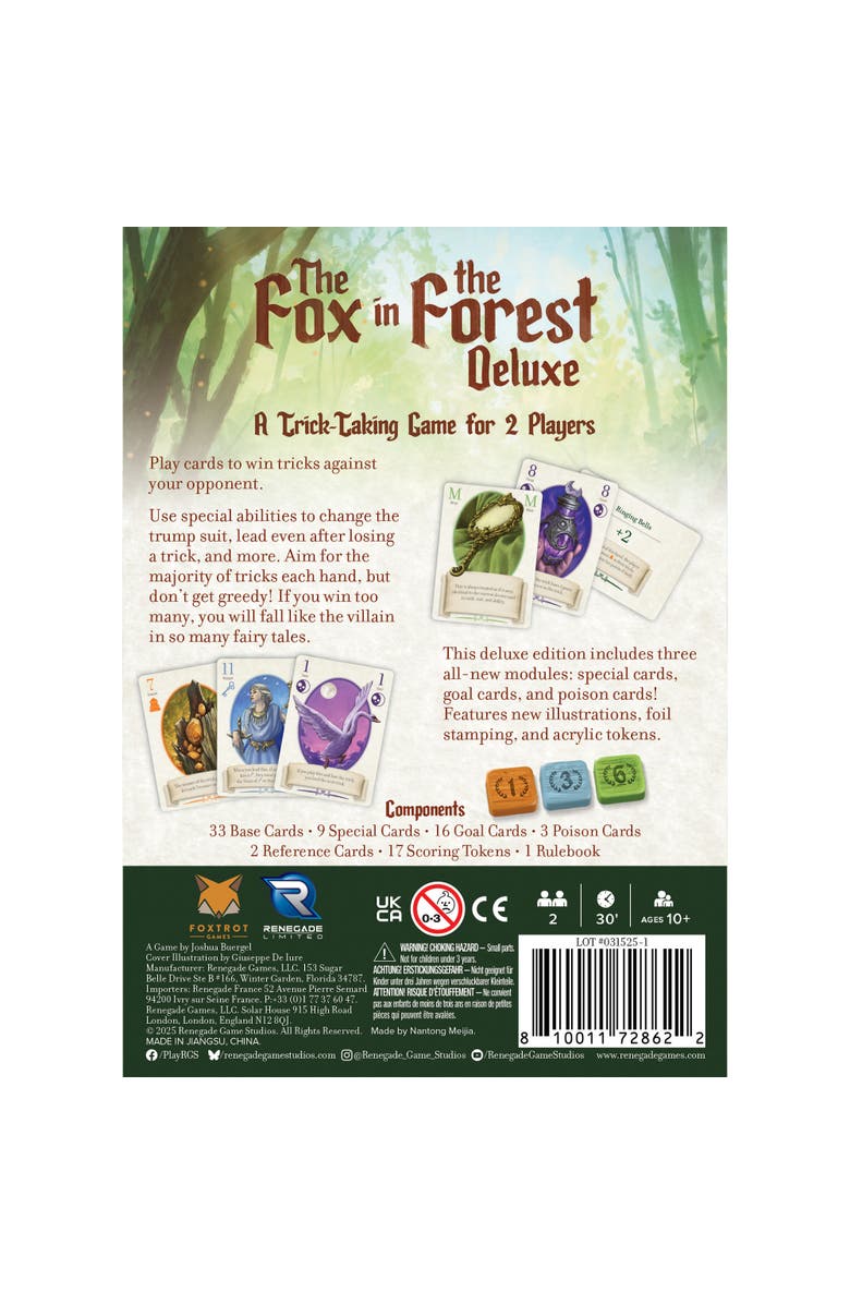 Renegade Game Studios The Fox in the Forest Deluxe Edition, Trick Taking Card Game, Alternate, color, Multicolored