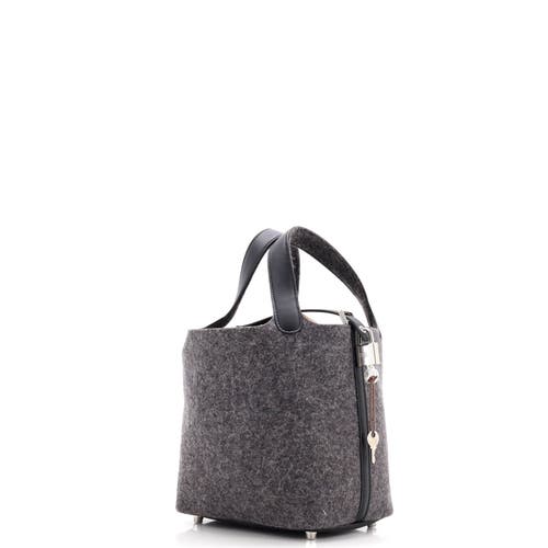 Pre-owned Hermes Hermes Picotin Lock Bag Felt With Leather Pm In Gray