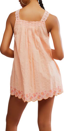 Latecia Embroidered Cotton Babydoll Minidress