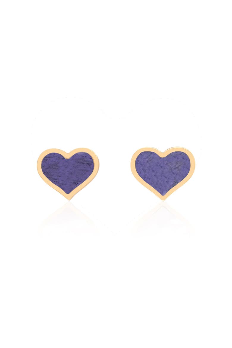 Large Amethyst Heart Stud Earrings, Alternate, color, Amethyst