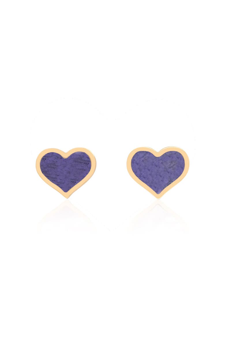 The Lovery Fine Jewelry Large Amethyst Heart Stud Earrings, Alternate, color, Amethyst