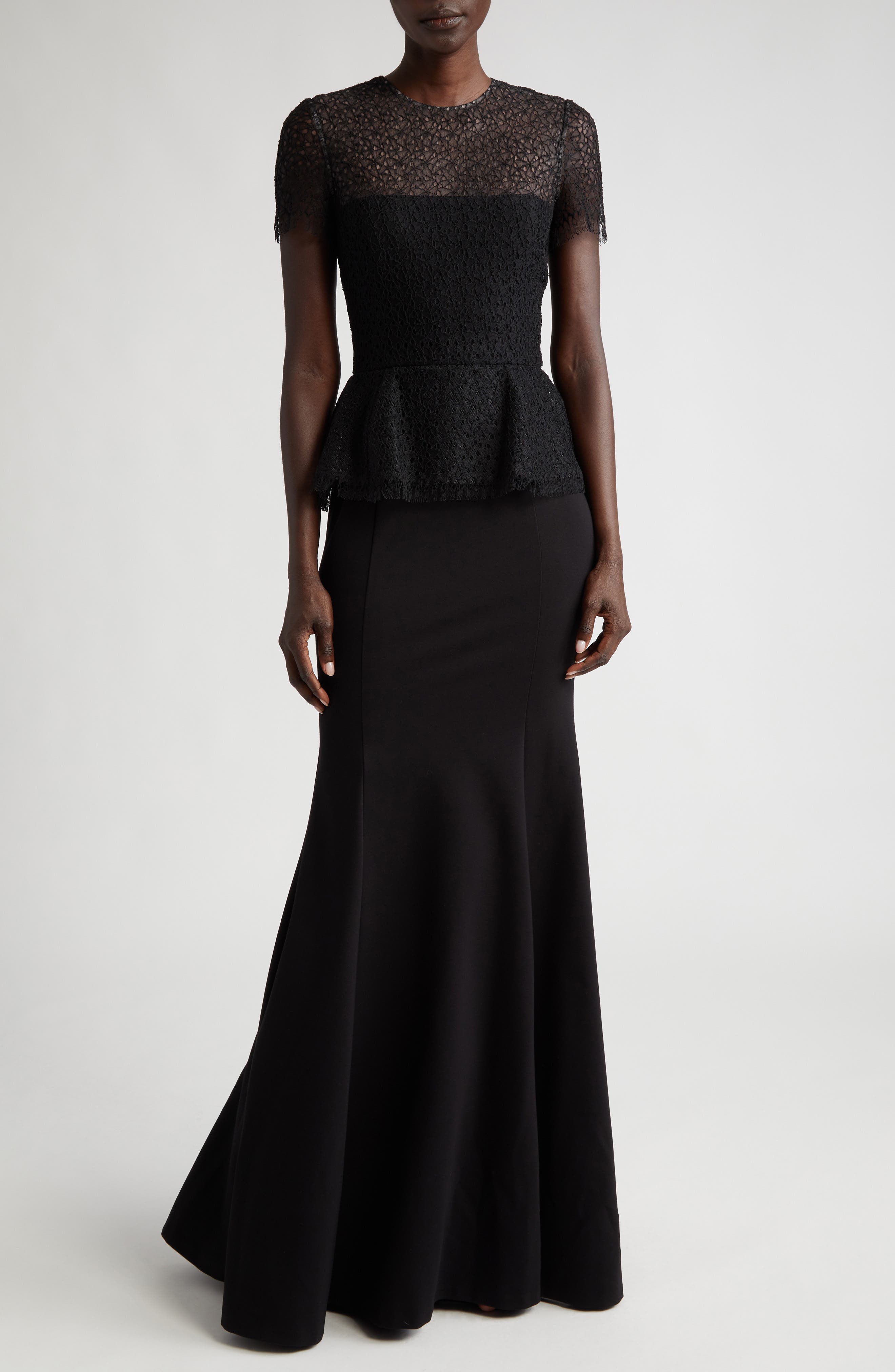 Jason Wu Collection Mixed Media Embroidered Lace Peplum Gown