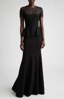 Jason Wu Collection Mixed Media Embroidered Lace Peplum Gown