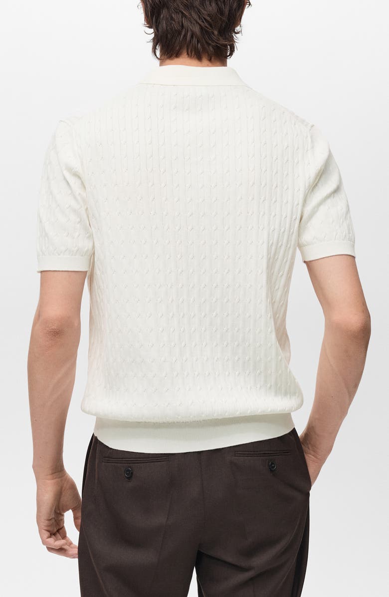 MANGO Cable Knit Cotton Polo, Alternate, color, 
