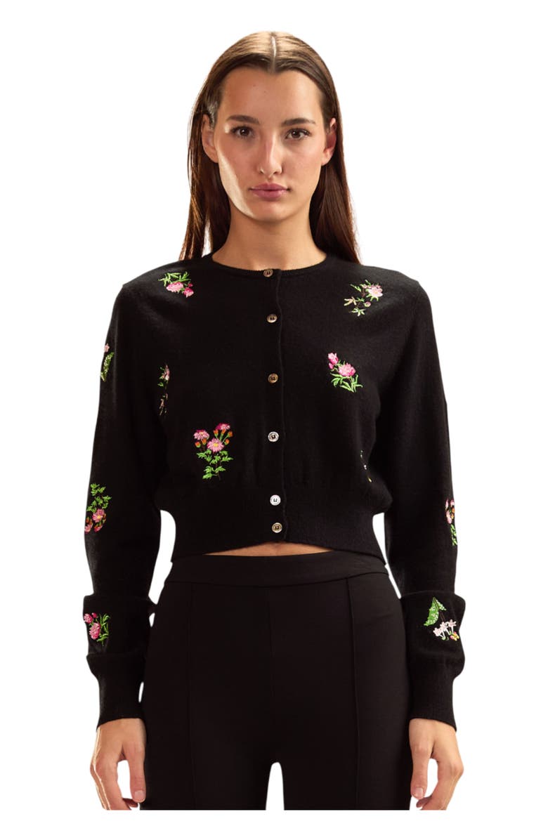 Cynthia Rowley Forget Me Not Cardigan, Main, color, Black Multi