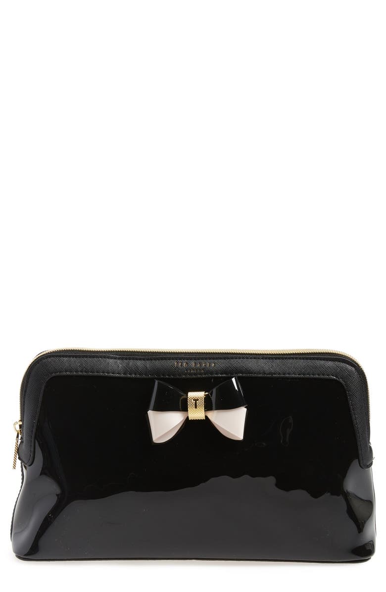 Ted Baker London 'Large Bow - Madlynn' Cosmetics Case, Main, color, 