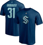 FANATICS Men's Fanatics Branded Philipp Grubauer Deep Sea Blue Seattle Kraken Authentic Stack Name & Number T-Shirt