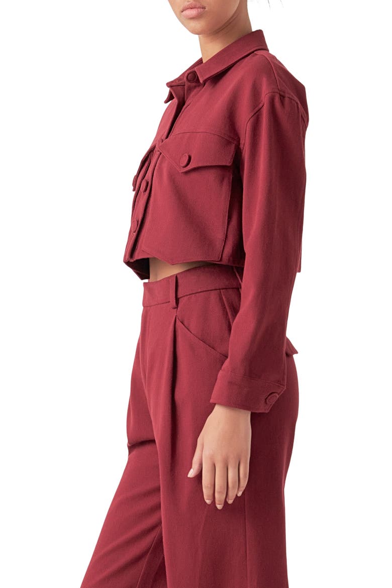 Boxy Crop Utility Shirt Jacket, Alternate, color, BURGUNDY