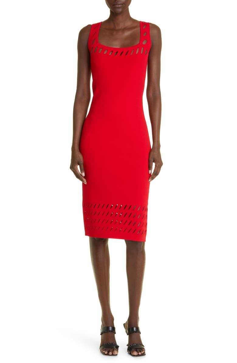St. John Collection Cutout Sleeveless Knit Sheath Dress, Main, color,