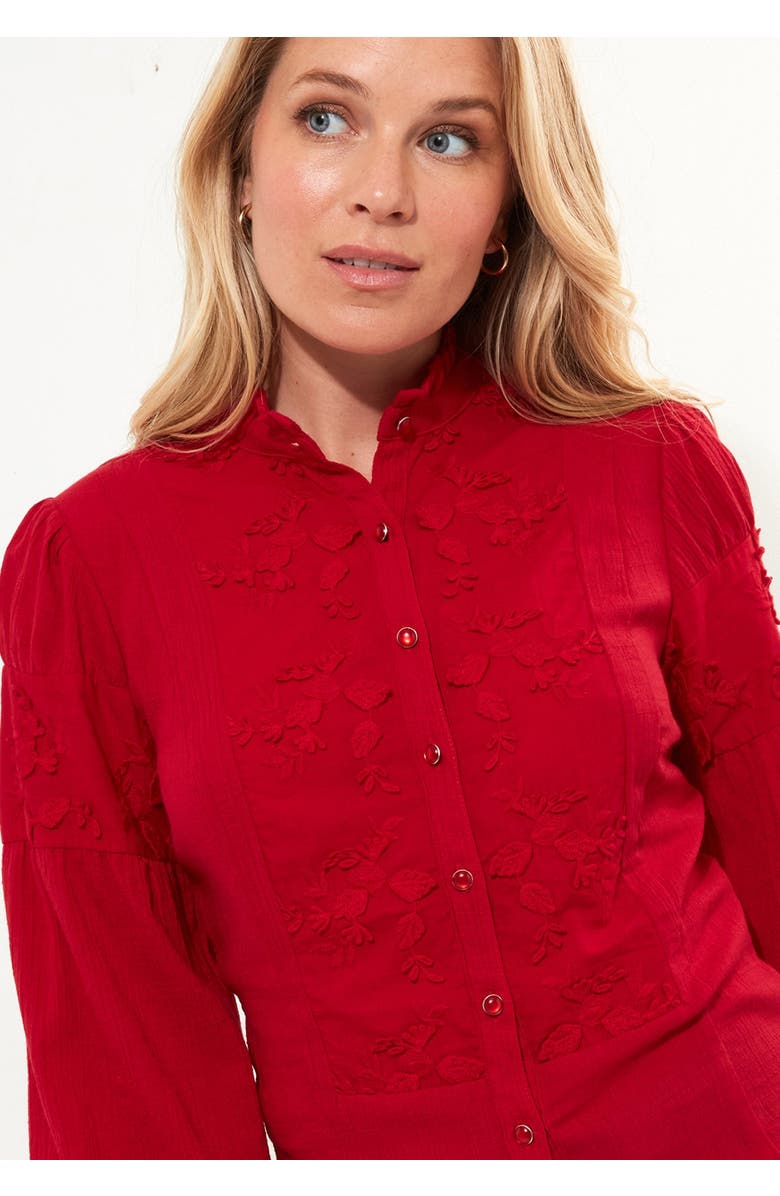 Joe Browns Long Balloon Sleeve Embroidered Blouse, Alternate, color, Classic Red