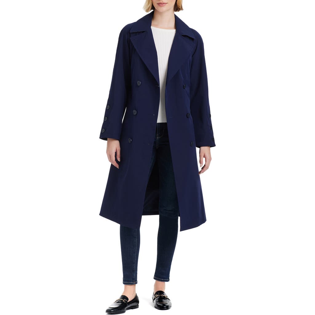 Kate Spade New York Double Breasted Trench Coat In Planetary Navy