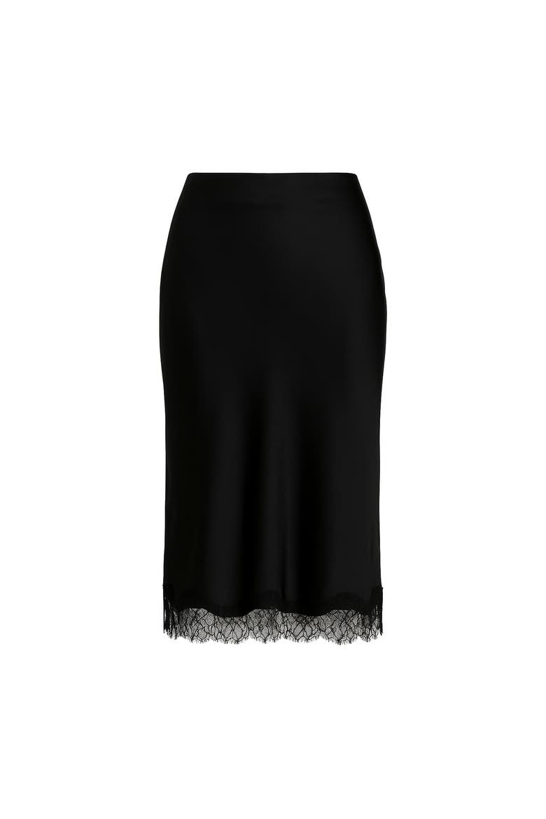 Althea Satin Lace Skirt, Main, color, Black