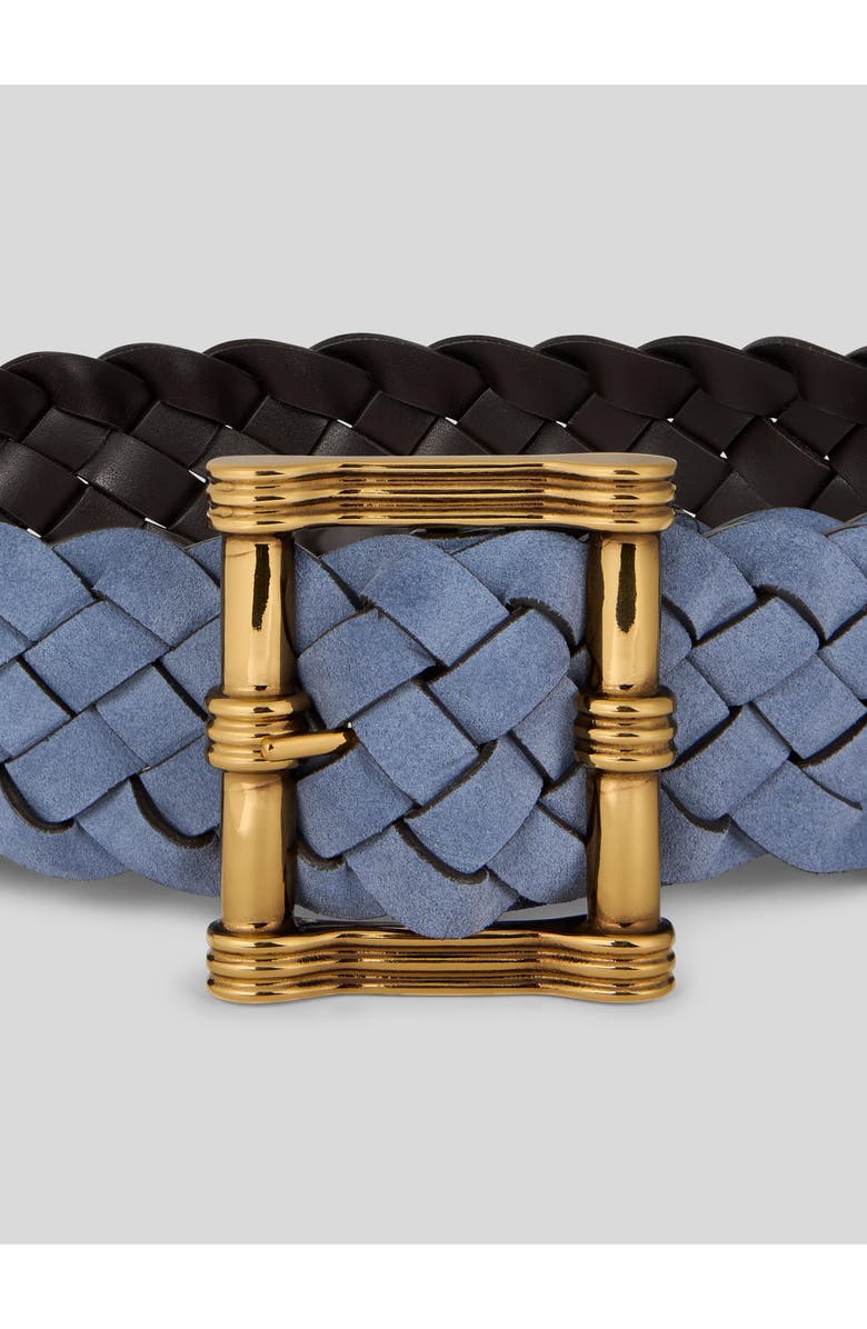 Etro Woven Reversible Suede Belt, Alternate, color, Avio