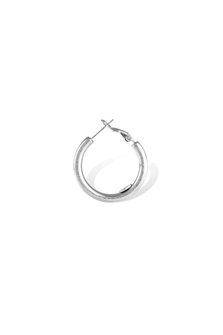 Retro Small Hoop Earrings, Alternate, color, Silver