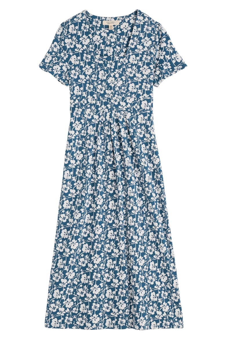 Seed Packet Floral Stretch Organic Cotton Midi Dress, Alternate, color, MALLOW VINE DUSK