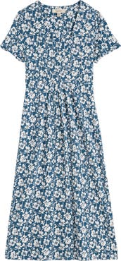 Seasalt Cornwall Seed Packet Floral Stretch Organic Cotton Midi Dress