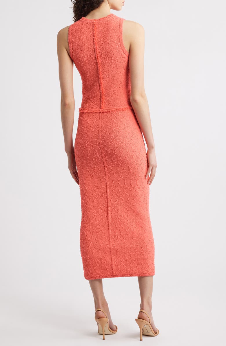 BOSS Fovina Fringe Trim Textured Midi Sheath Dress, Alternate, color, Calypso