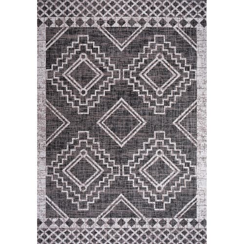 Jonathan Y Marokko Diamond Medallion Indoor/outdoor Area Rug In Black/ivory