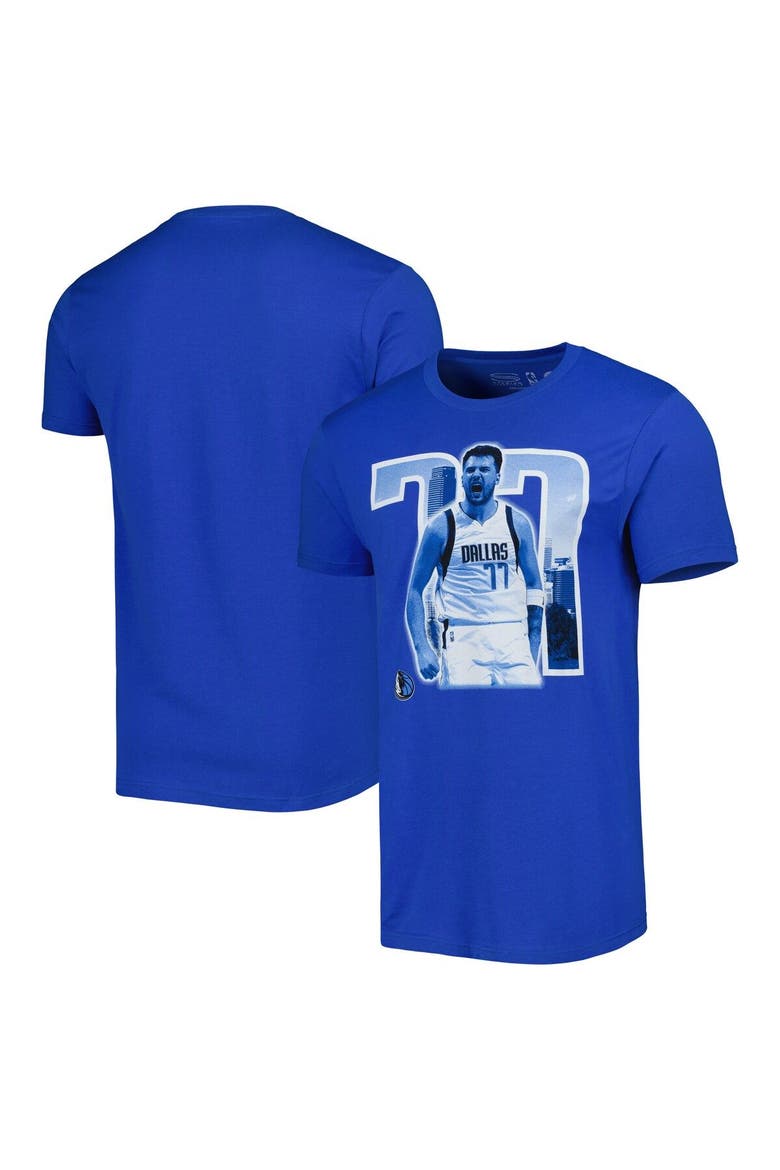 Unisex Stadium Essentials Luka Doncic Royal Dallas Mavericks Player Skyline T-Shirt, Alternate, color, Royal