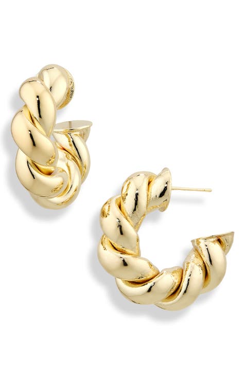 Metal Twist C Hoop Earrings