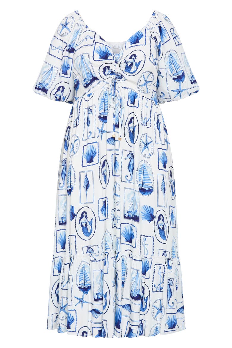 Giselle Allover Print Maxi Dress, Alternate, color, AMALFI POSTCARD