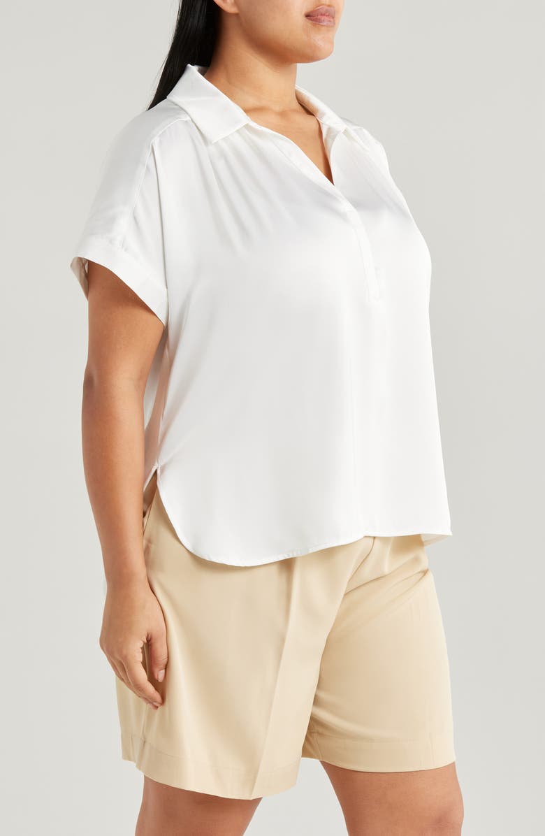 Lysse Amaya Satin Short Sleeve Shirt, Alternate, color, Off White