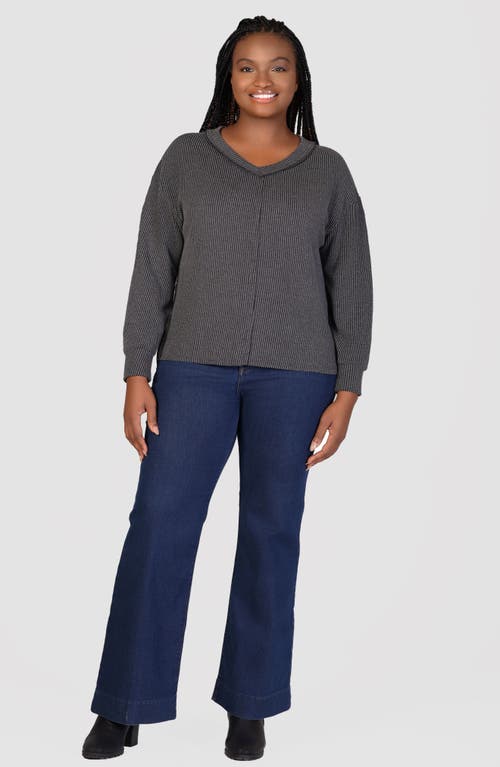 Shop 24seven Comfort Apparel Textured Stripe Knit Top In Black