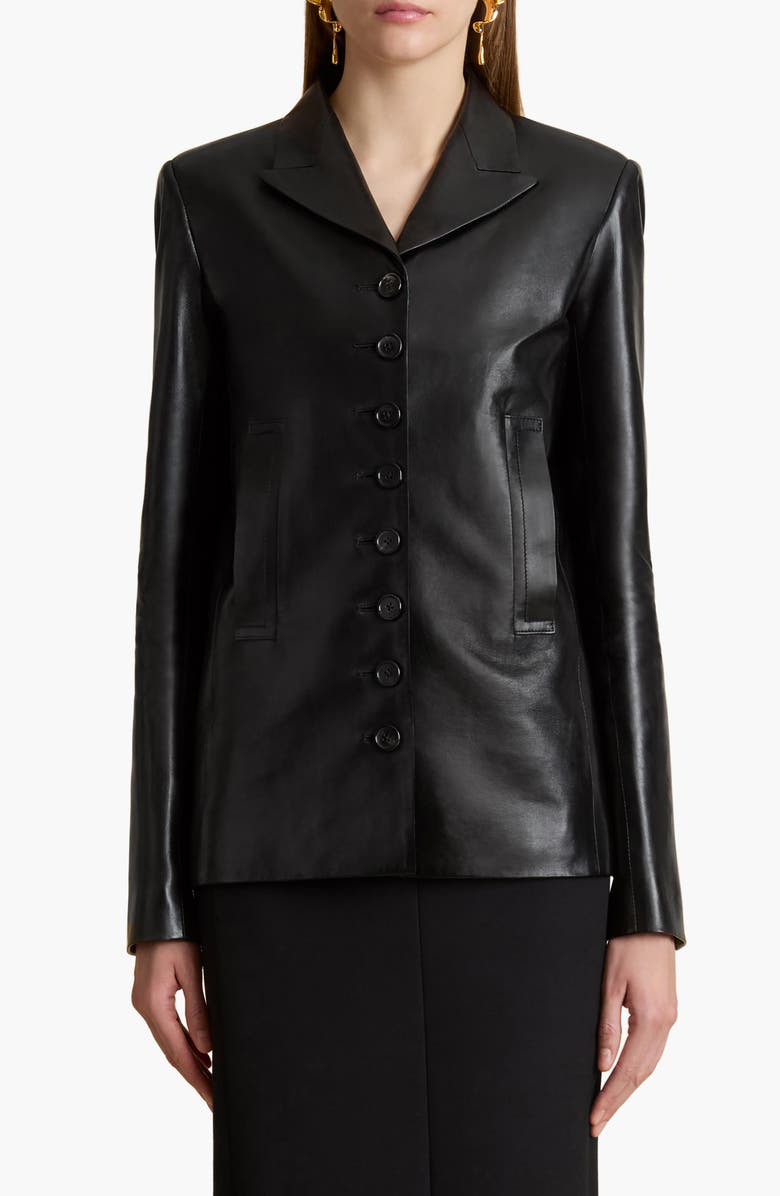 Khaite Saraphina Lambskin Leather Jacket, Main, color, 